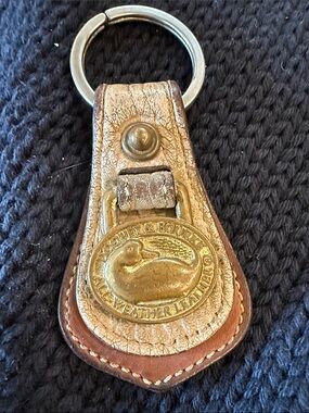 Dooney & Bourke Two-Tone Leather Duck Keychain in Tan and Brown vintage